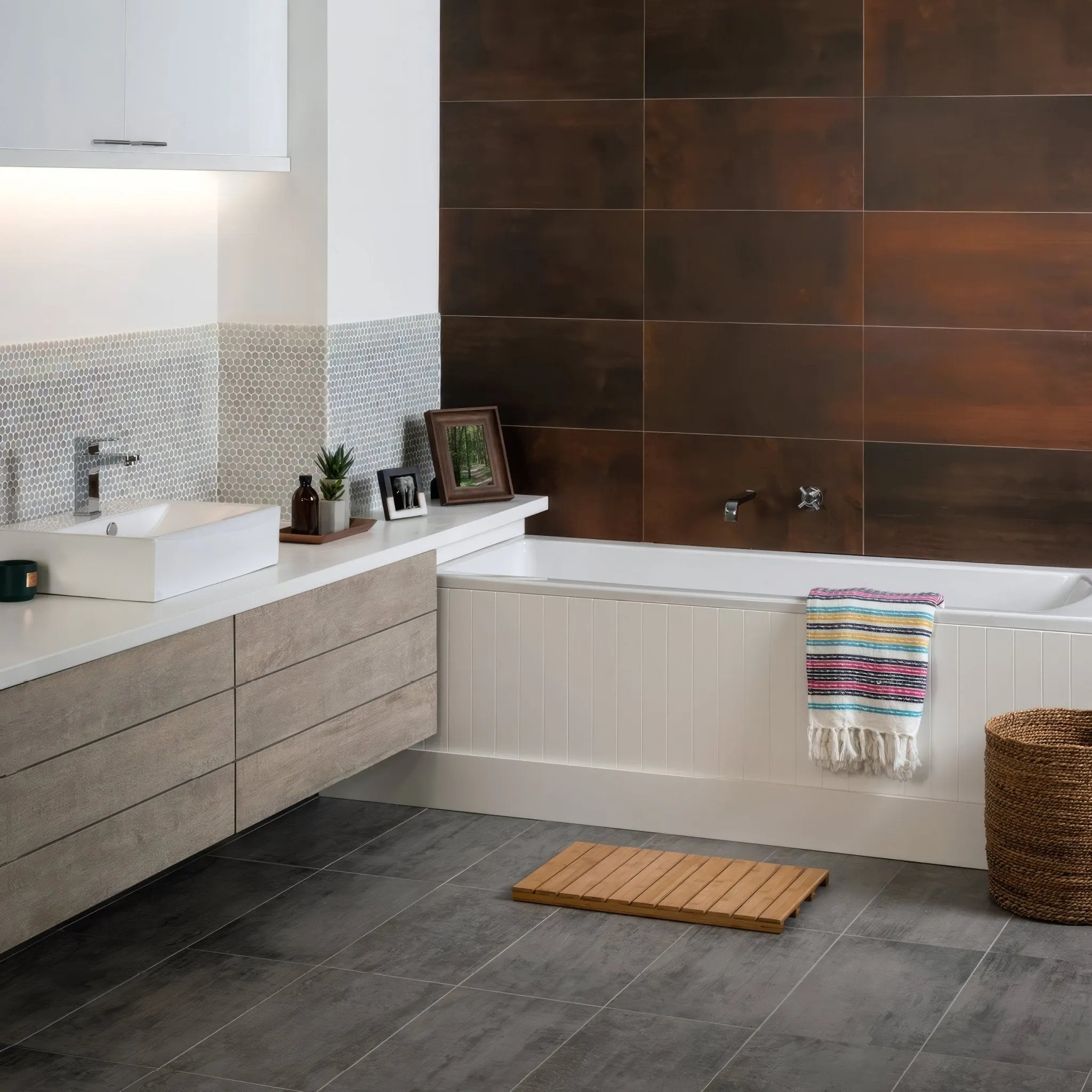 Rush Copper Rectified Glazed Metallic-finish Ceramic