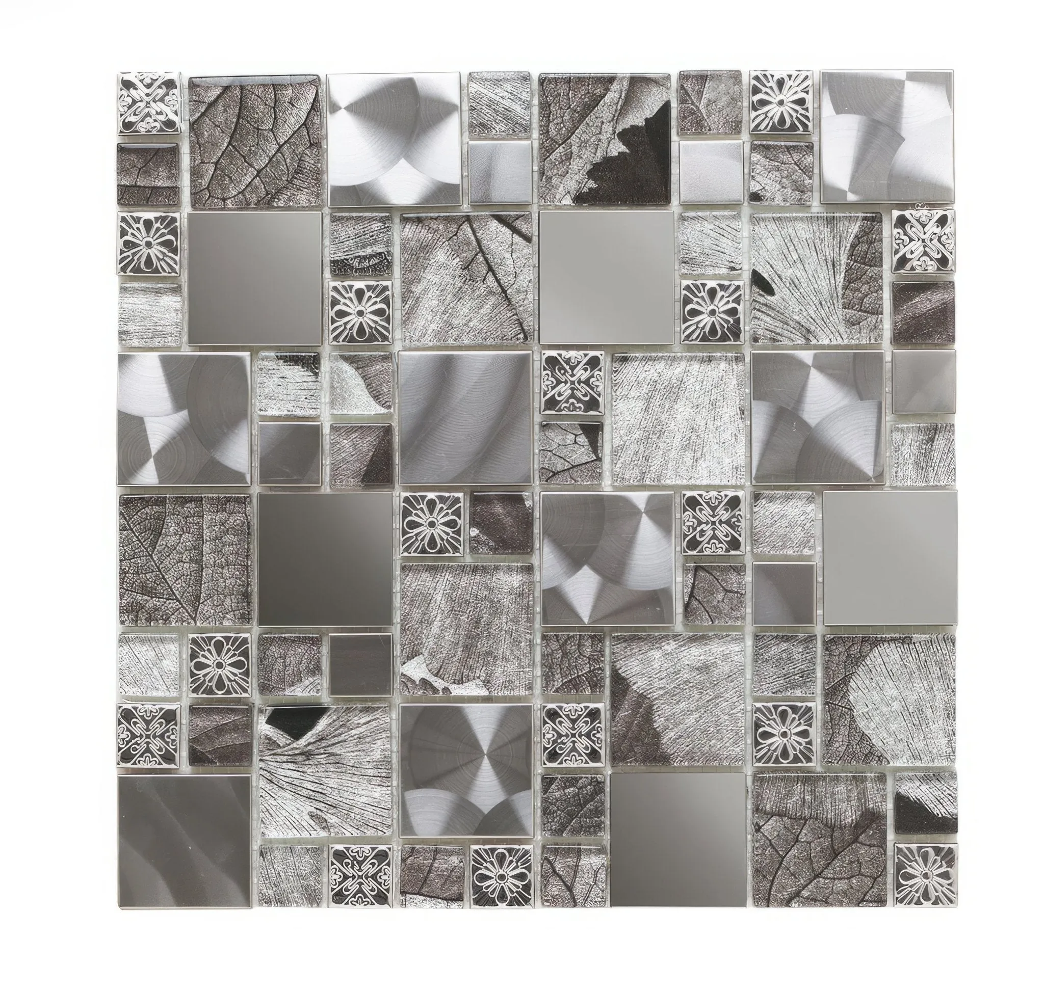 Saturn Silver Glass & Metal Mix Modular Mosaic