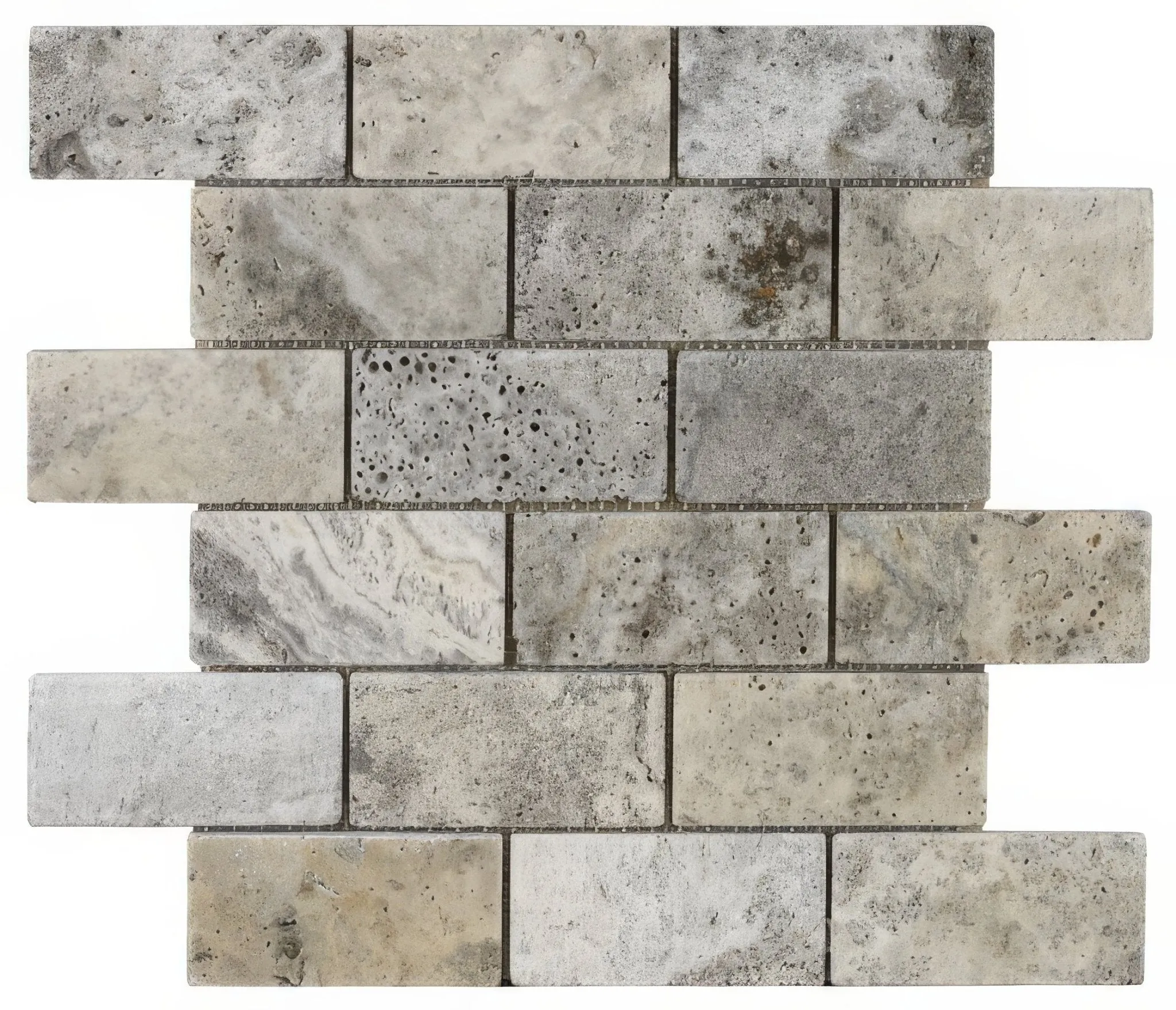 Silver Grey Travertine Brick Mosaic