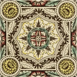 Symmetrical Floral Pattern Single Tile on County White