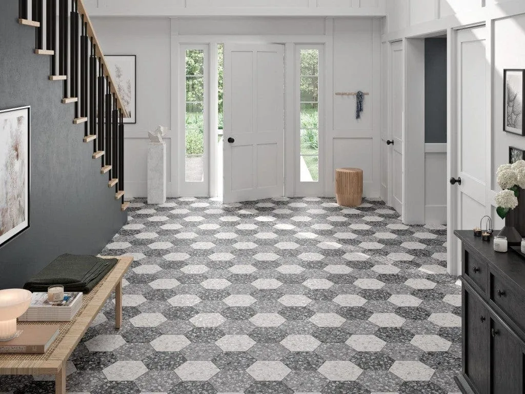 Terrazzo Hexagon Black