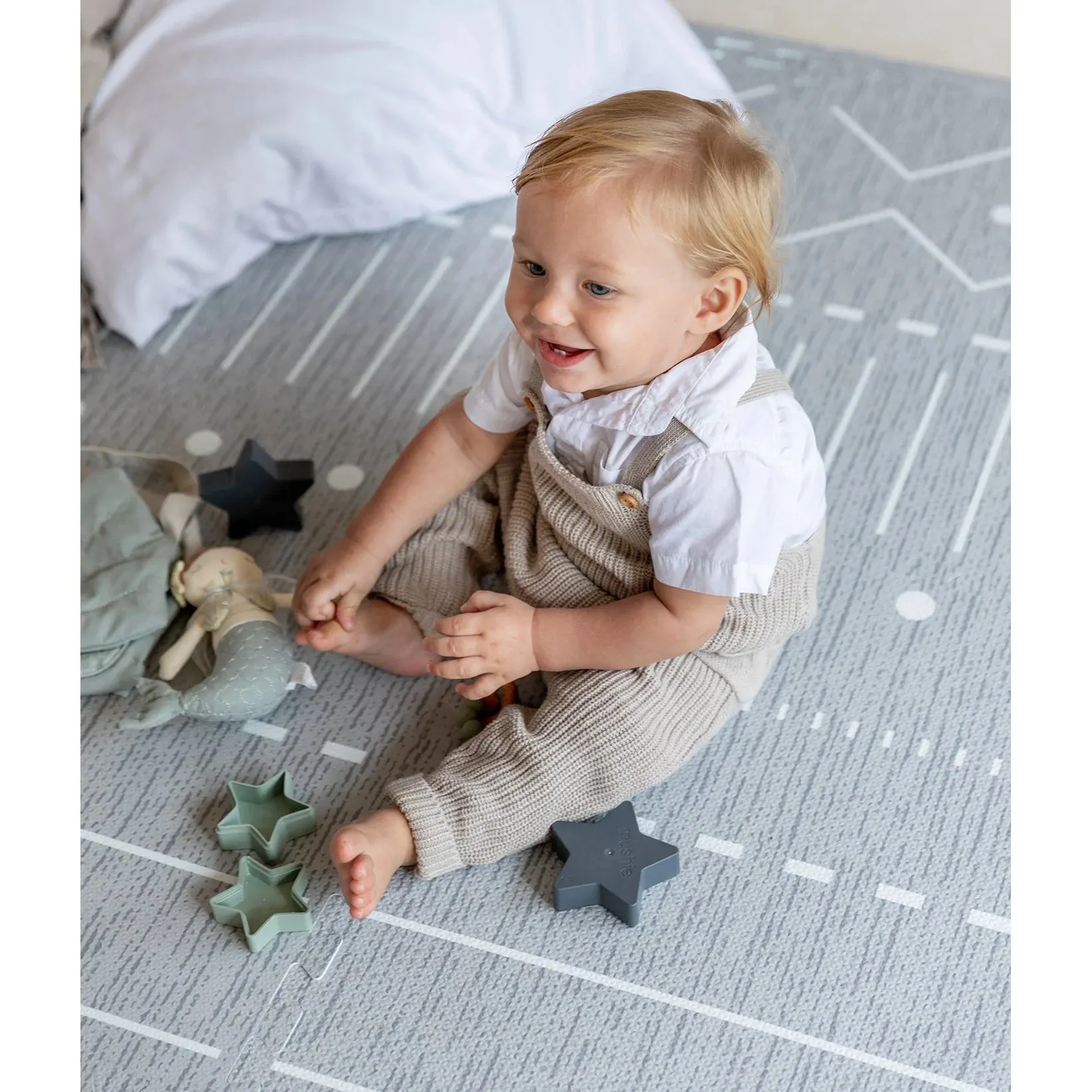 Toddlekind Prettier Puzzle Playmat Berber Storm 120x180cm - 6 Tiles & 12 Edging Borders