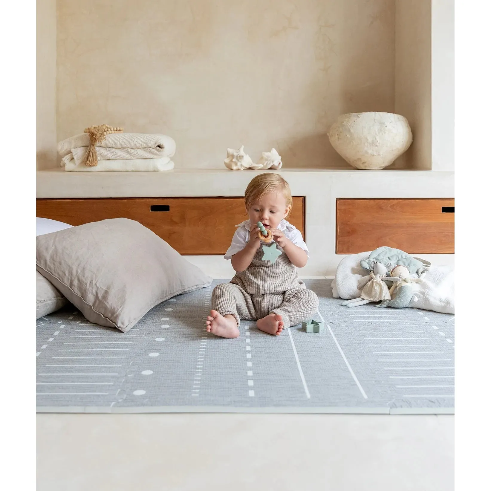 Toddlekind Prettier Puzzle Playmat Berber Storm 120x180cm - 6 Tiles & 12 Edging Borders