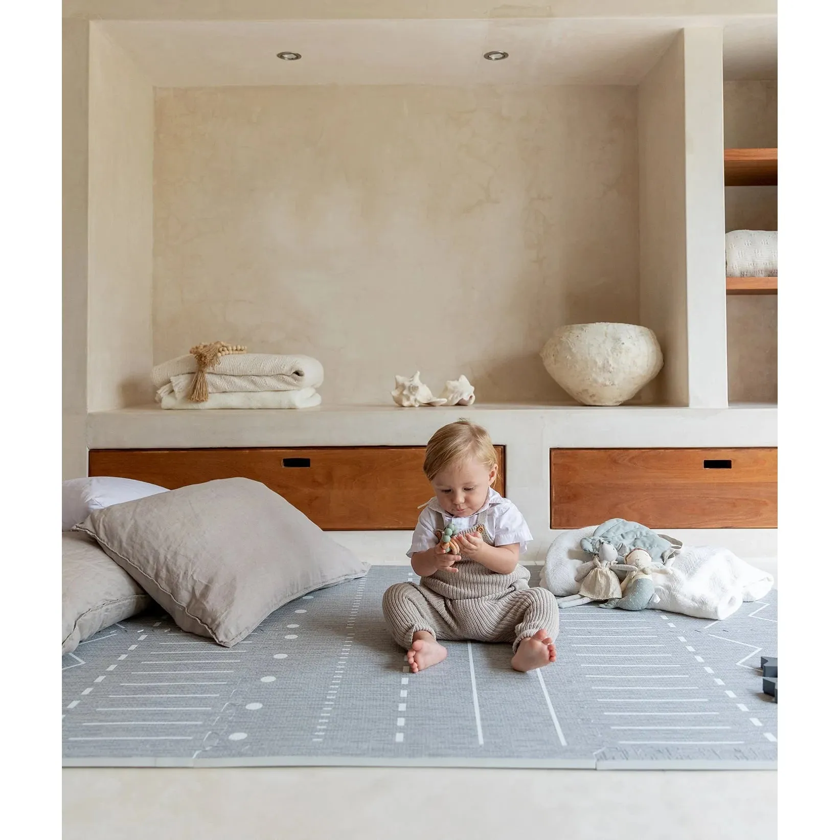 Toddlekind Prettier Puzzle Playmat Berber Storm 120x180cm - 6 Tiles & 12 Edging Borders