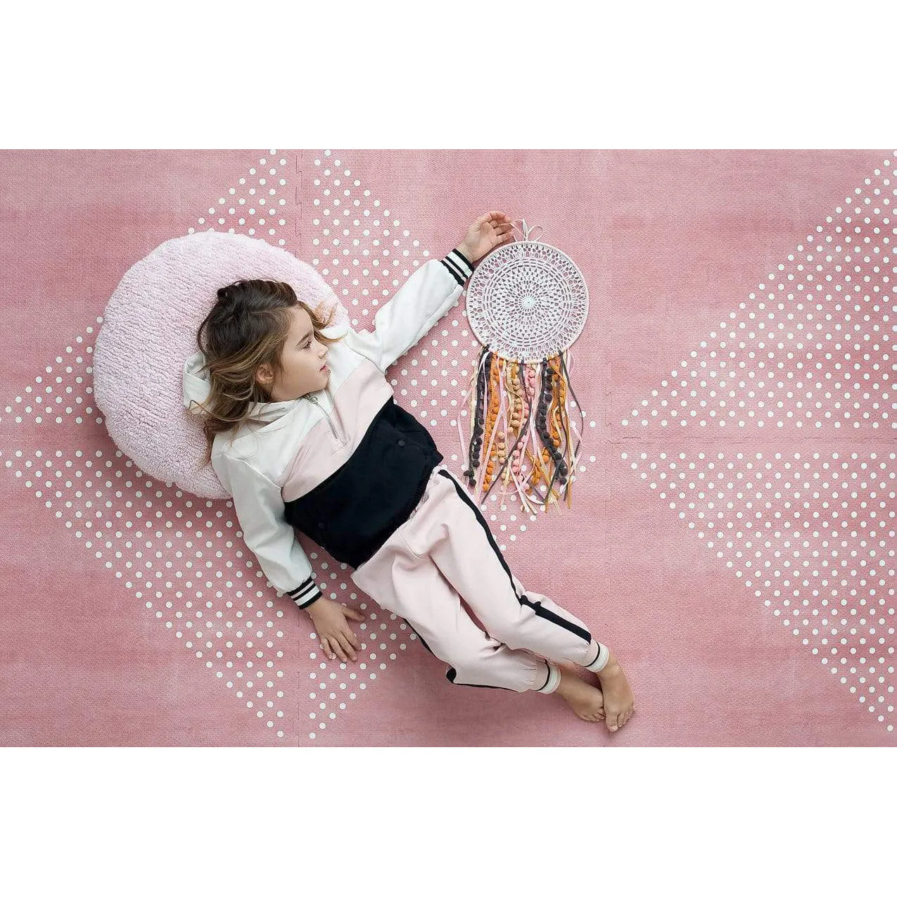 Toddlekind Prettier Puzzle Playmat Earth Ash Rose 120x180cm - 6 Tiles & 12 Edging Borders
