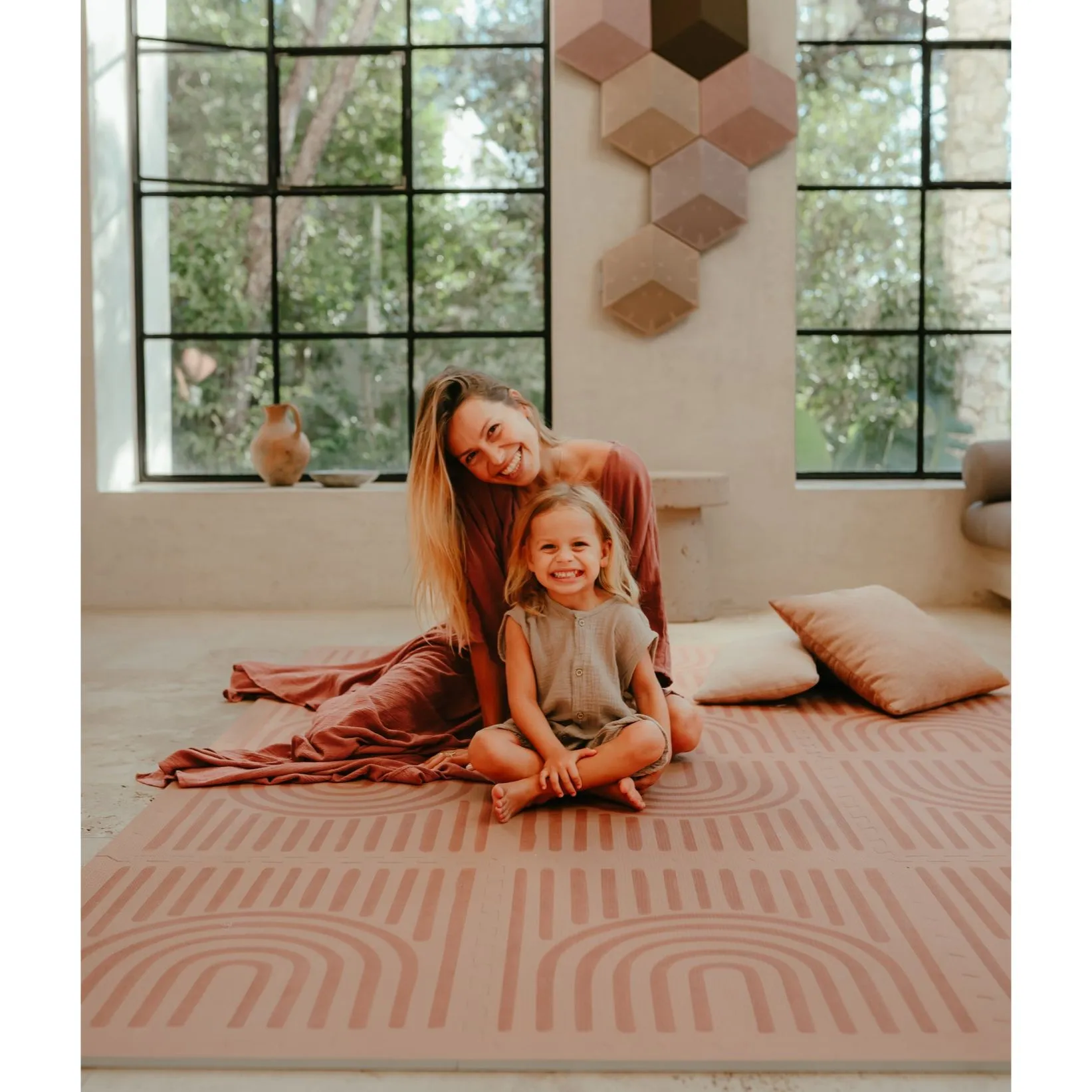 Toddlekind Prettier Puzzle Playmat Linear Camel 120x180cm - 6 Tiles & 12 Edging Borders