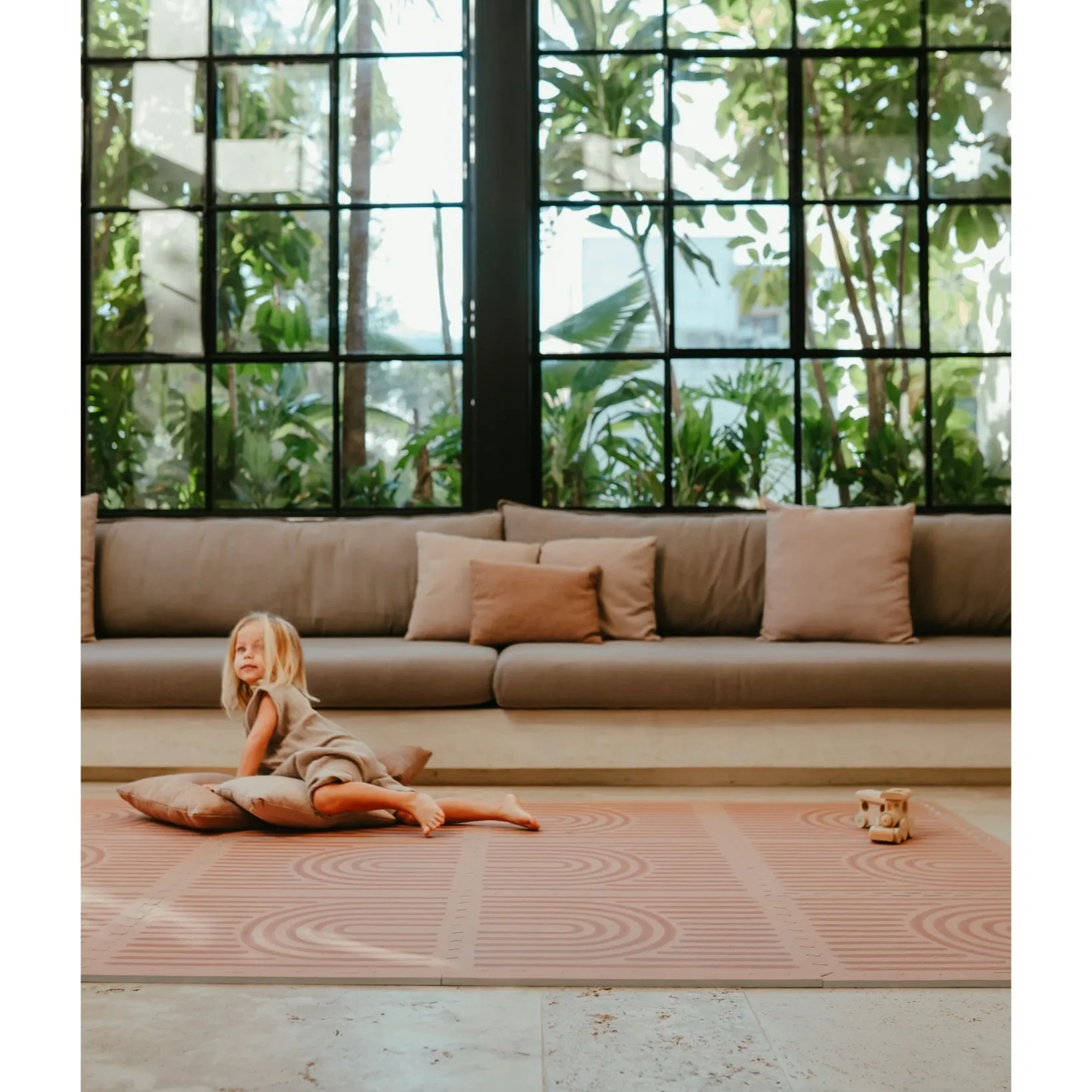 Toddlekind Prettier Puzzle Playmat Linear Camel 120x180cm - 6 Tiles & 12 Edging Borders