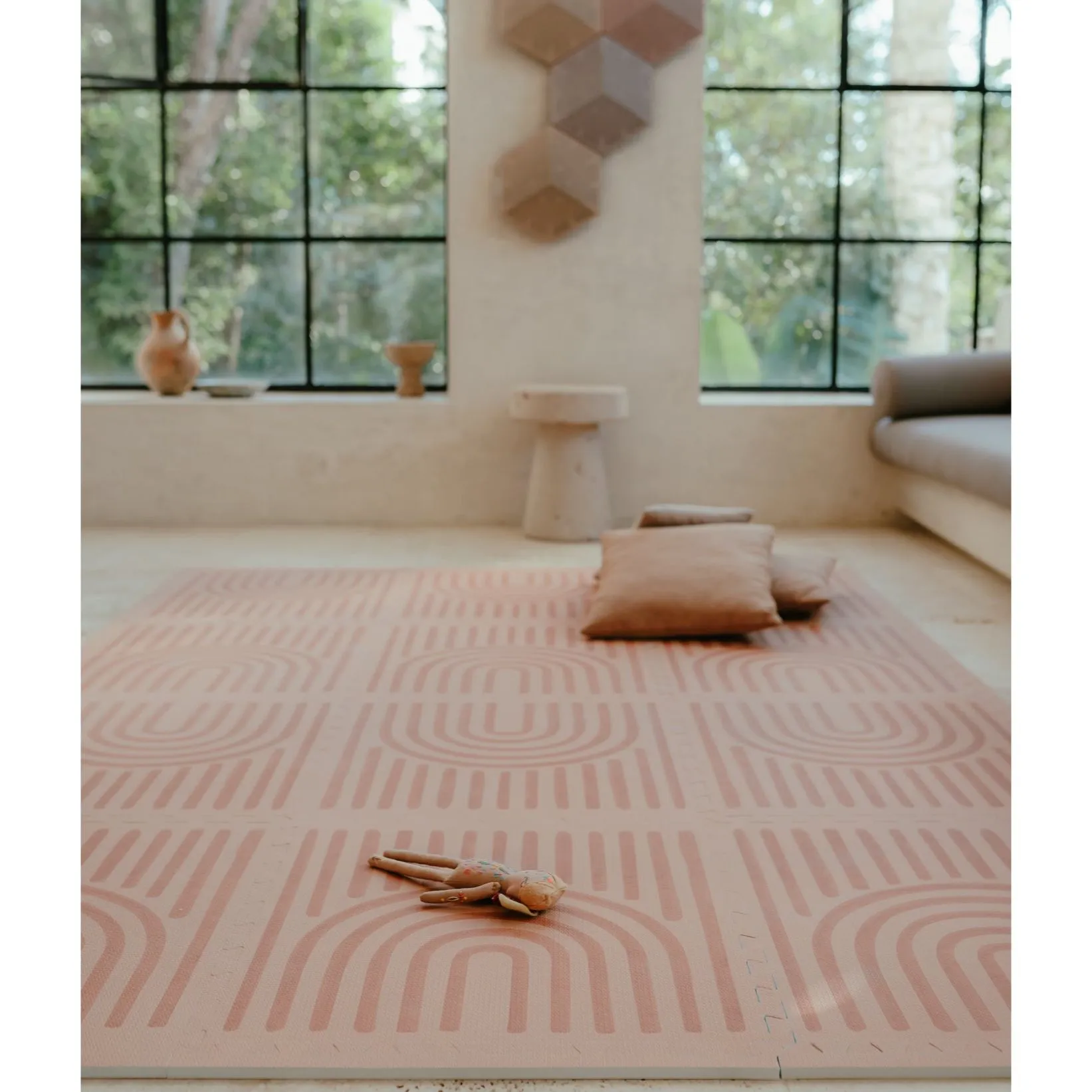 Toddlekind Prettier Puzzle Playmat Linear Camel 120x180cm - 6 Tiles & 12 Edging Borders