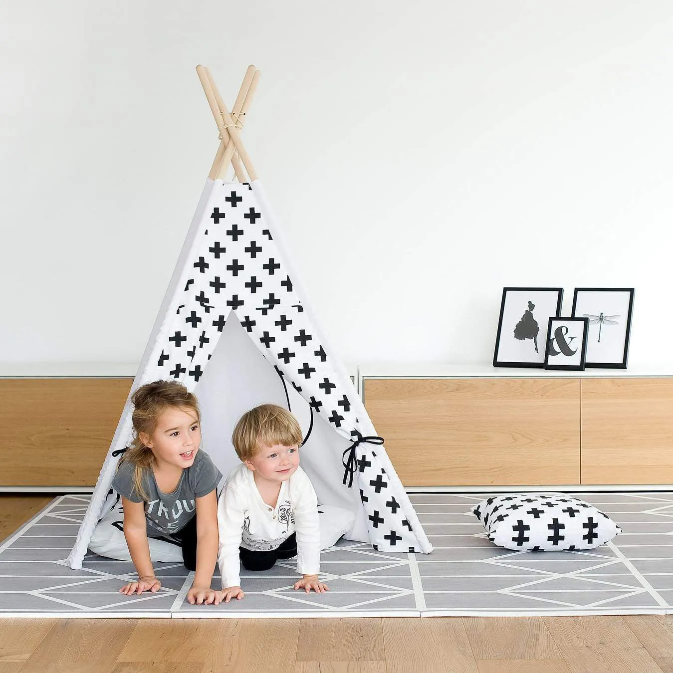 Toddlekind Prettier Puzzle Playmat Nordic Pebble 120x180cm - 6 Tiles & 12 Edging Borders