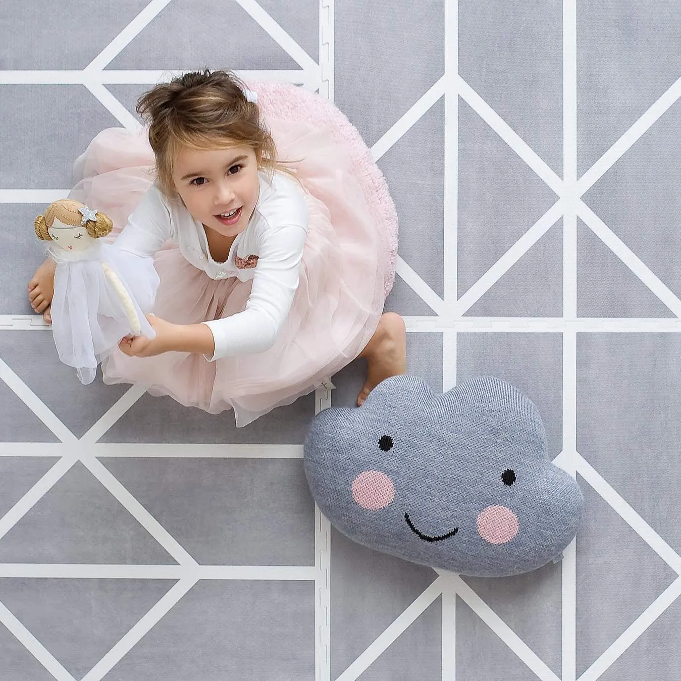 Toddlekind Prettier Puzzle Playmat Nordic Pebble 120x180cm - 6 Tiles & 12 Edging Borders
