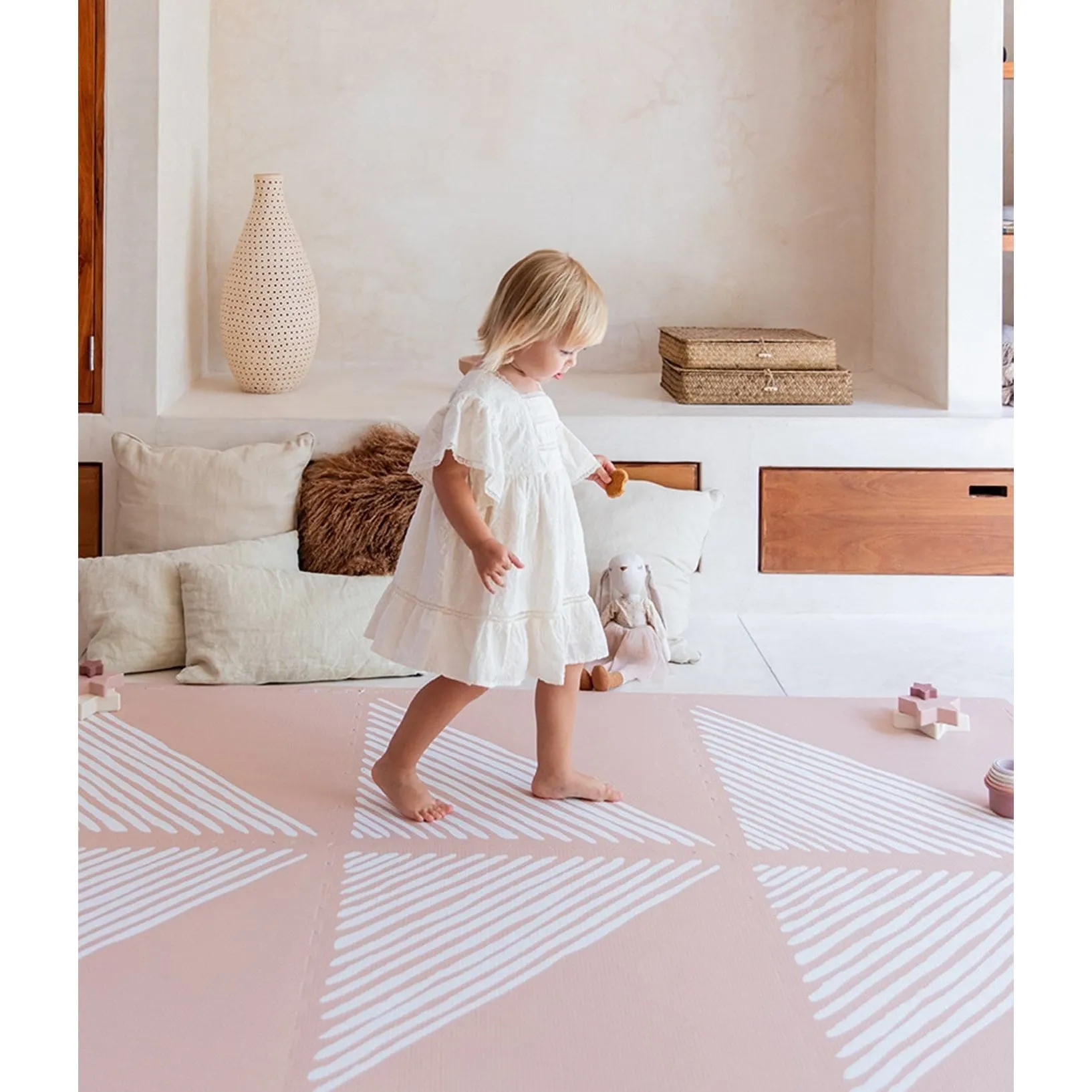 Toddlekind Prettier Puzzle Playmat Sandy Lines Sea Shell 120x180cm - 6 Tiles & 12 Edging Borders