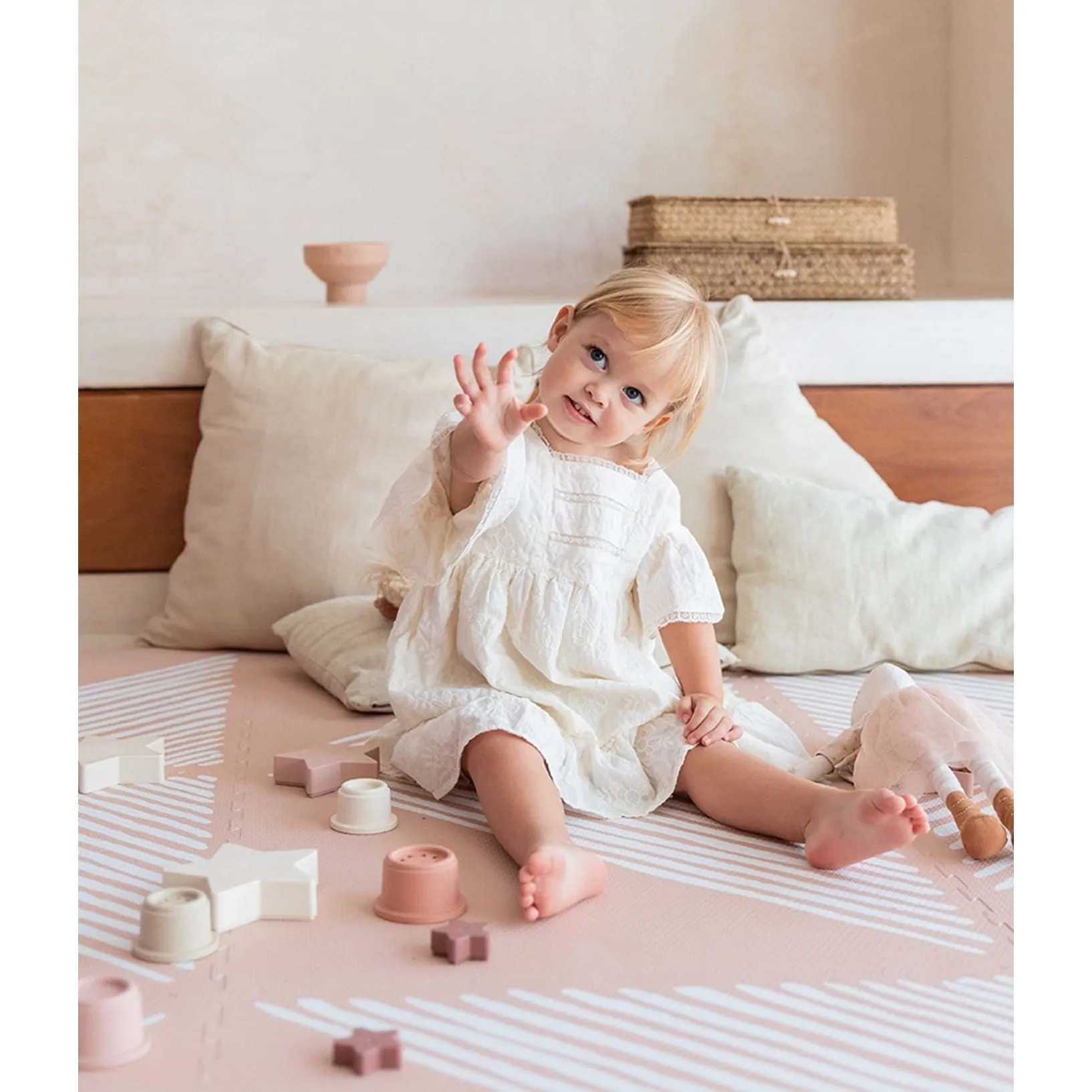 Toddlekind Prettier Puzzle Playmat Sandy Lines Sea Shell 120x180cm - 6 Tiles & 12 Edging Borders