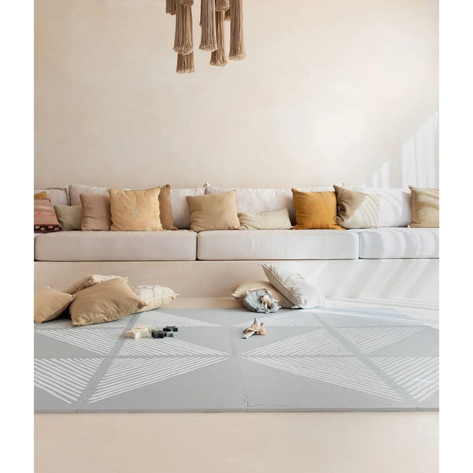 Toddlekind Prettier Puzzle Playmat Sandy Lines Stone 120x180cm - 6 Tiles & 12 Edging Borders