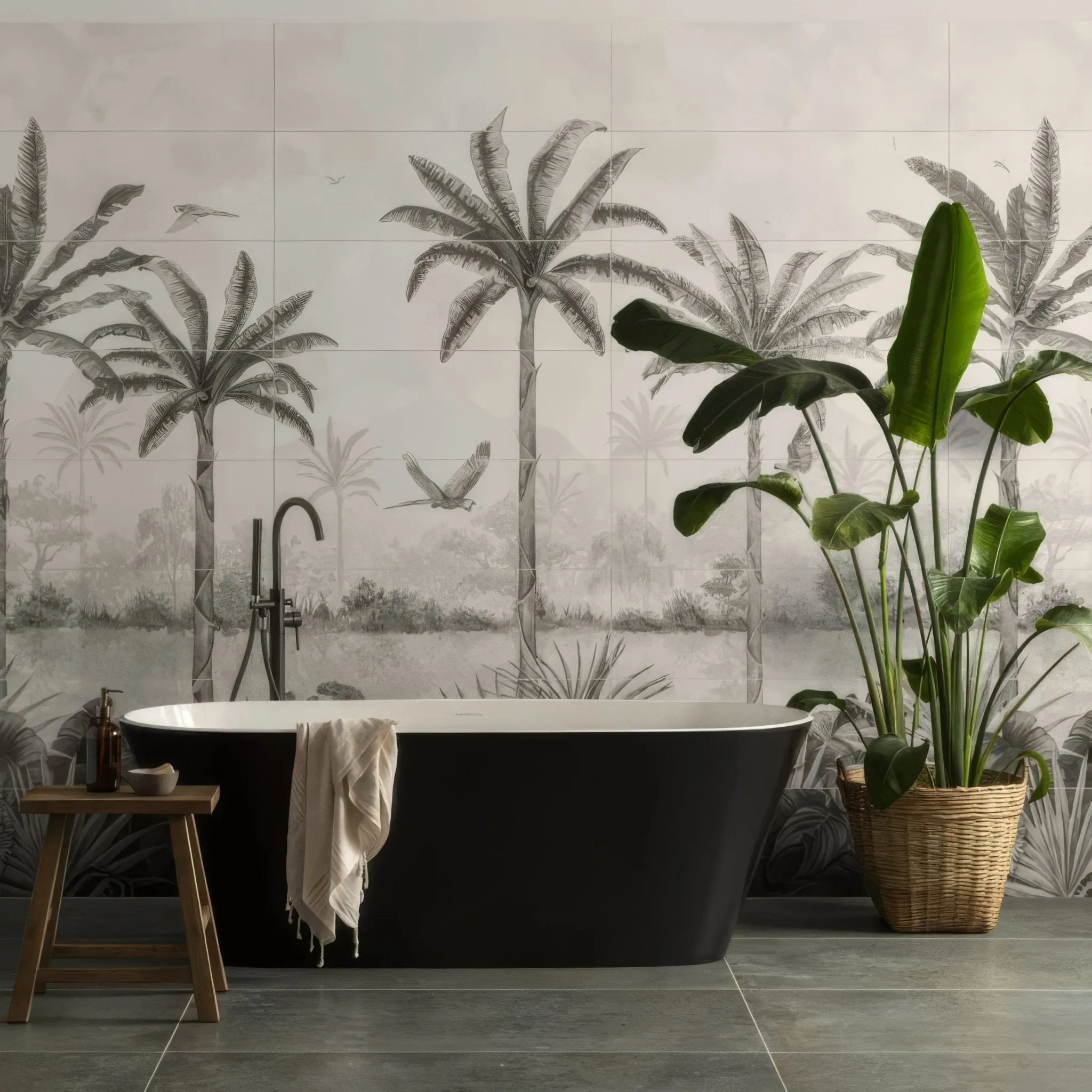 Tropical Oasis Monochrome Panel C