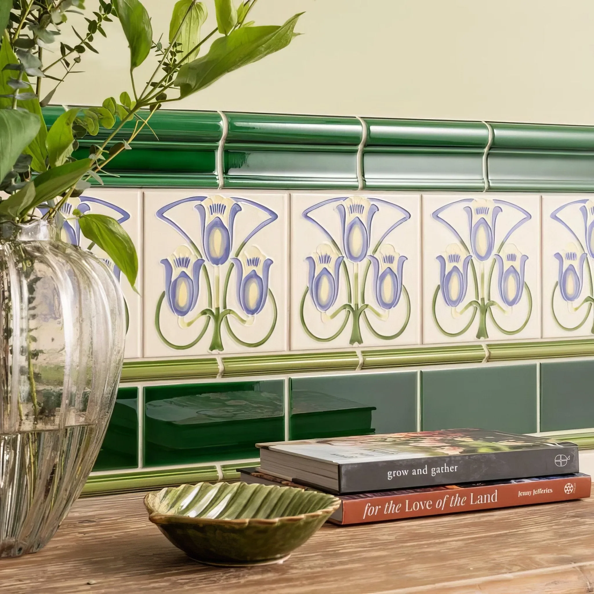 Victorian Green Half Tile