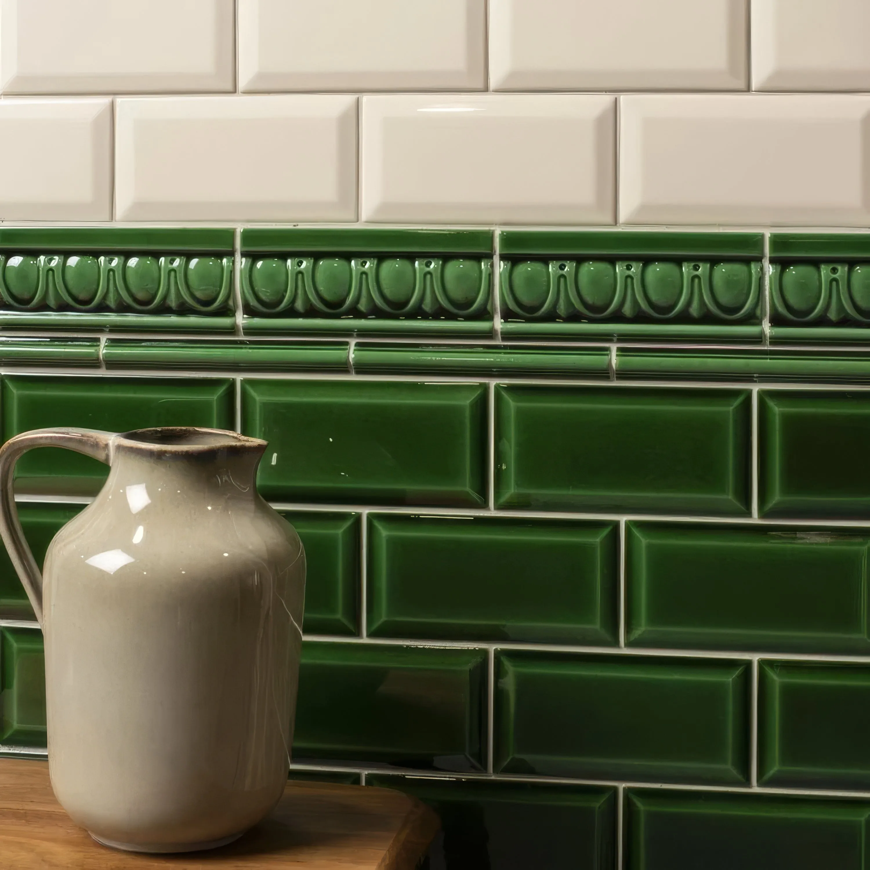 Victorian Green Metro Bevelled Tile