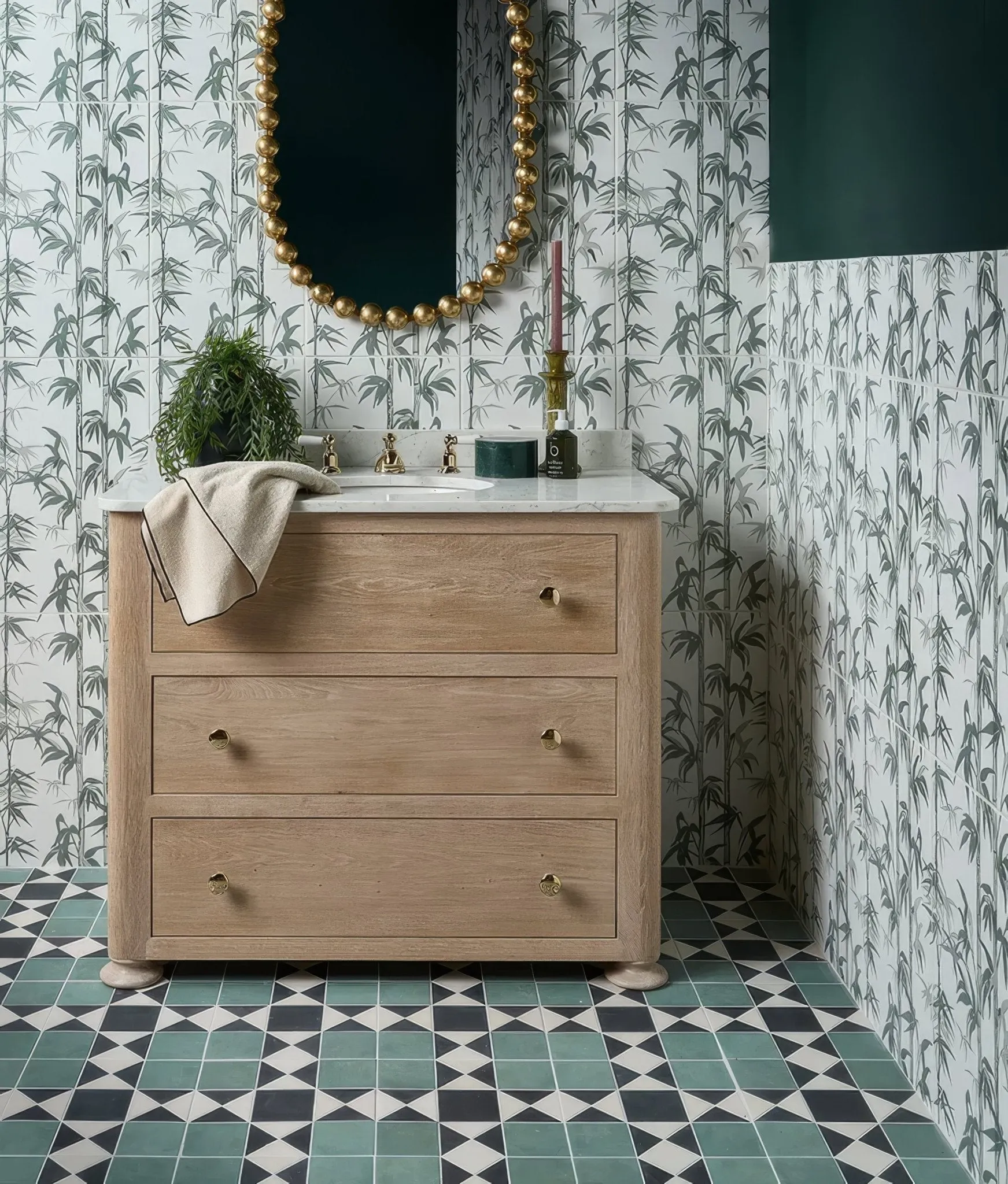 Victorian Style Porcelain Finchley Pattern Forest green