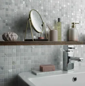 White Marble & Mother of Pearl Mosaic 2 x 2cm