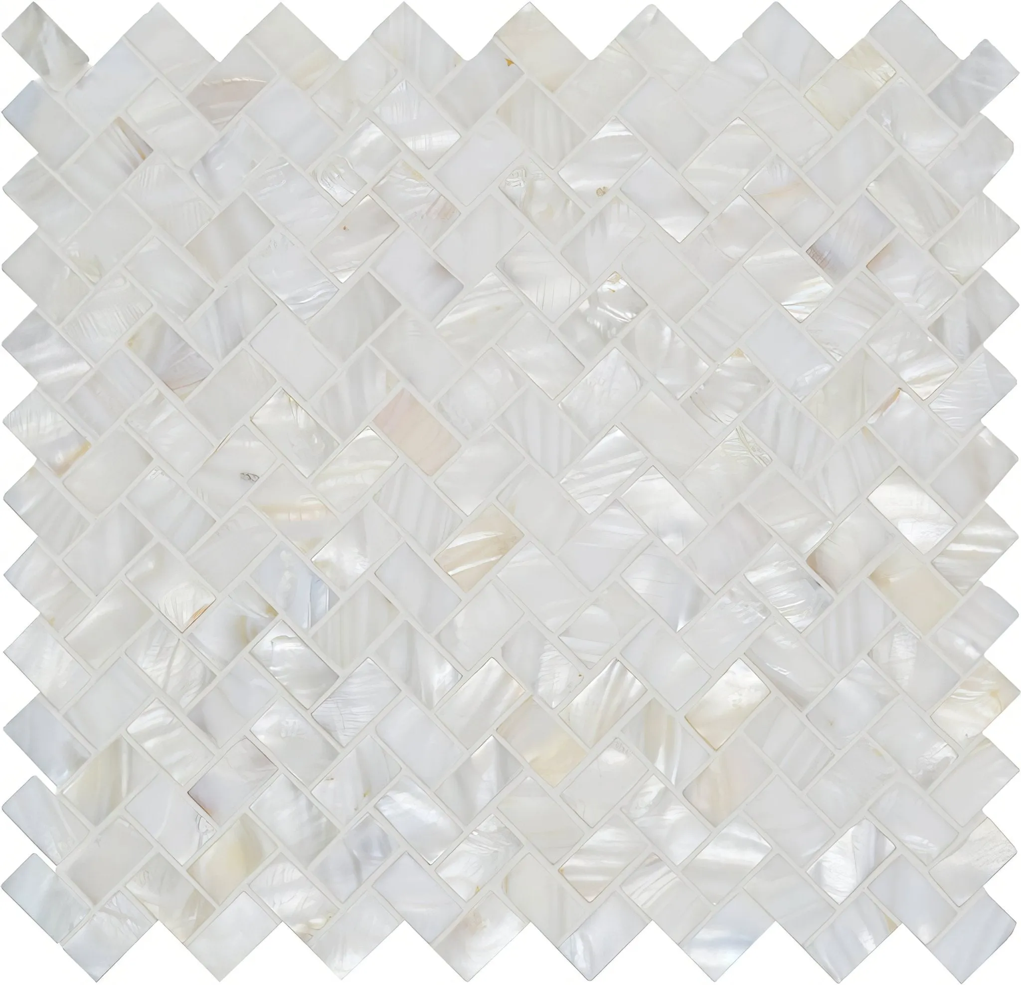 White Pearl Herringbone Shell Mosaic