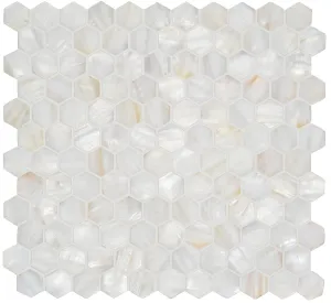 White Pearl Hexagon Shell Mosaic
